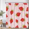 Erdbeer-Mädchen Rosa Duschvorhang Badezimmer Deko Frucht Sommer Kinder Schleifenmuster Schick Modern Frau Polyester Badewannenvorhang