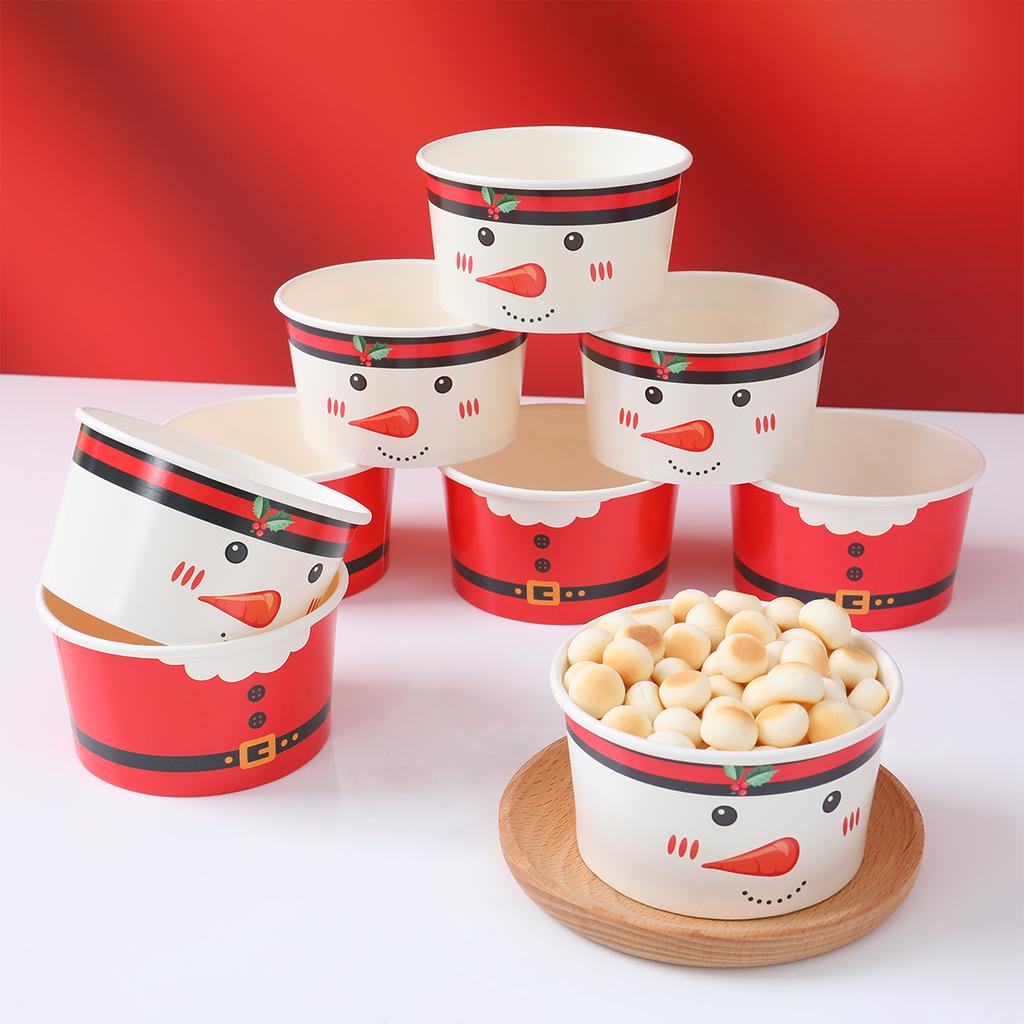 Christmas Santa Claus Paper Bowl Noel Snowman Disposable Bowl Merry Christmas Decor For Home 2025 New Year 2026