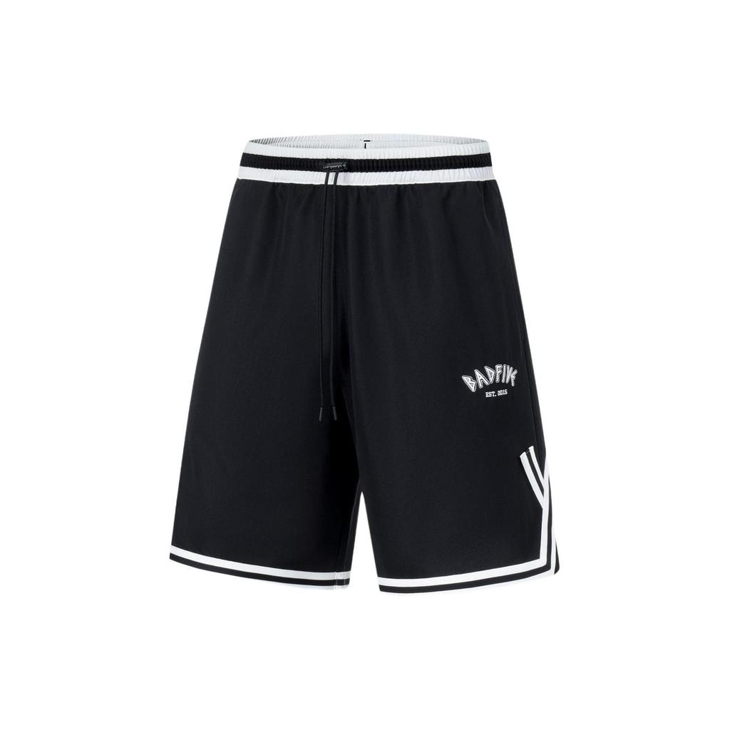 Li Ning Badfive Mister Cartoon Collaboration Elastic Waist Five-Point Shorts Letter Print Loose Casual Shorts Men Shorts Black AAPU205-1