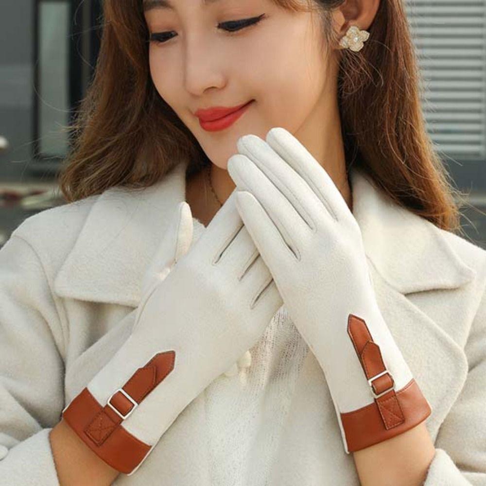 Thickened  Gloves Plush Winter Mittens Fashion Women Suede Velvet  Gloves  Ladies