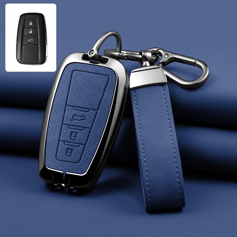 Zinc Alloy Leather Car Key Cover Housing Key Fob For Toyota Prius Camry Corolla C-Hr Chr Rav4 Land Cruiser Prado Key Fob