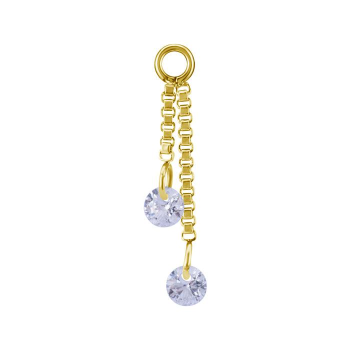 Charm Chain With White Zircons - Gold - D-071 25 Mm