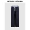 UR Women's Retro Patchwork Striped Tie-Waist Denim Pants
