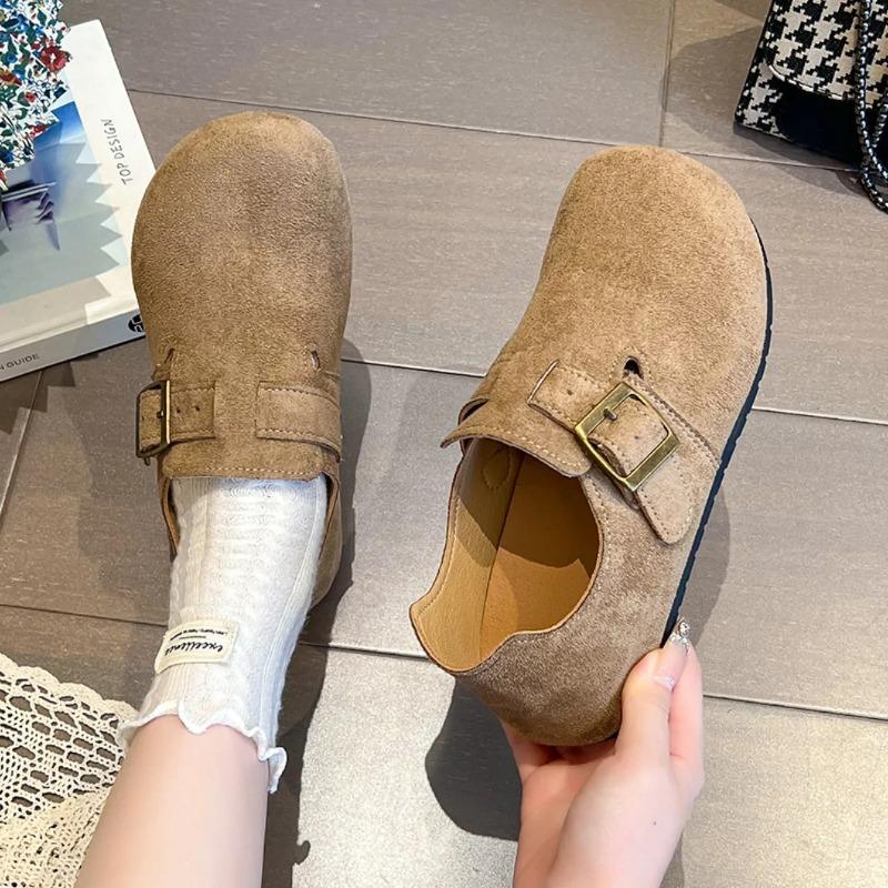 Women Buckle Casual Flats Shoes New Style Height Sneakers Fashionable Deep Mouth Belt Buckle Casual Loafers  De Mujer