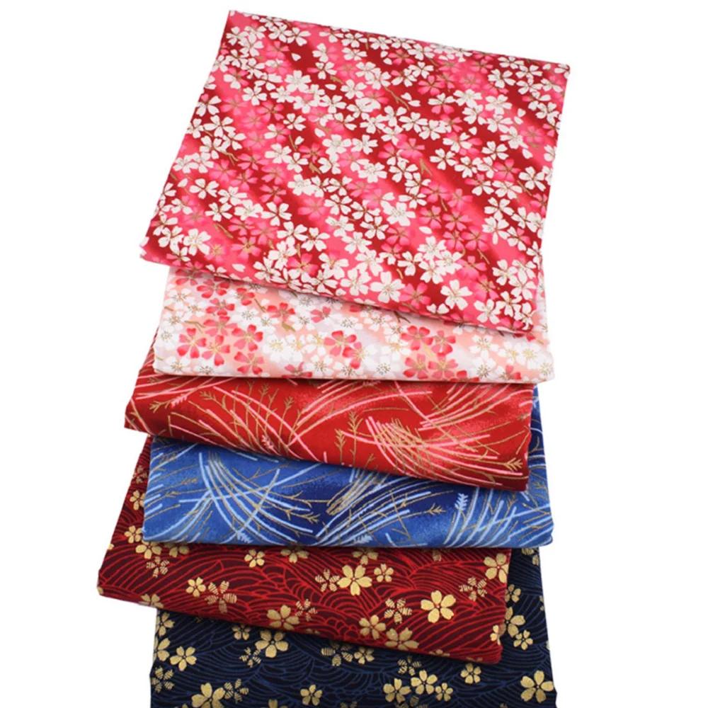 

6 шт. квадратов ткани в японском стиле, напечатанная хлопковая стеганая ткань ручной работы с цветочным узором, домашний текстильный материал 24x24 см 24 x 24CM
