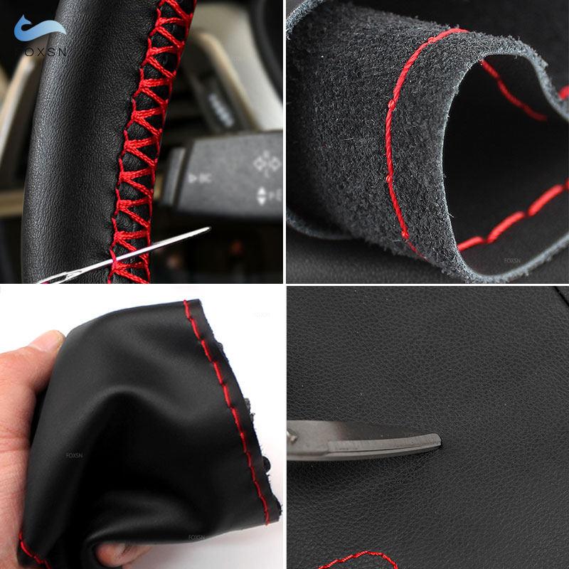 38cm DIY Car Steering Wheel Braid Cover Microfiber Leather Needles And Thread Soft Non-slip Auto Interior Accessories Kits