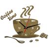 Creative DIY Acrylic Mirror Wall Clock Minimalist Home Decoration Silent Coffee Cup Wall Sticker Quartz Watch