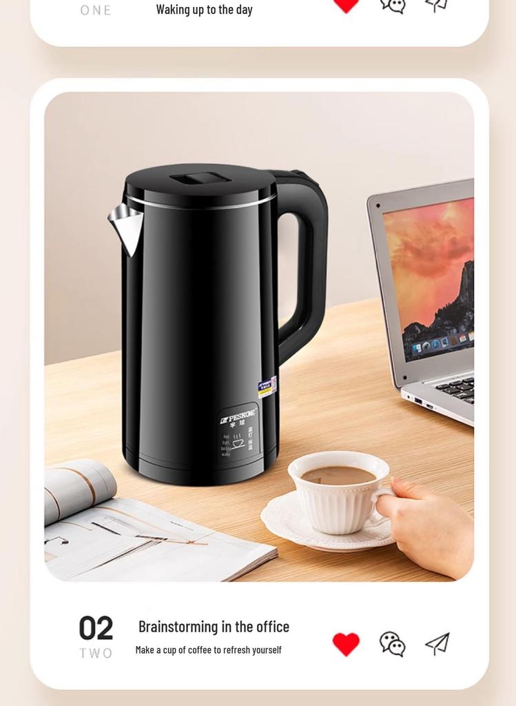 Large Capacity Stainless Steel Electric Kettle with Insulation and Auto Shut-Off