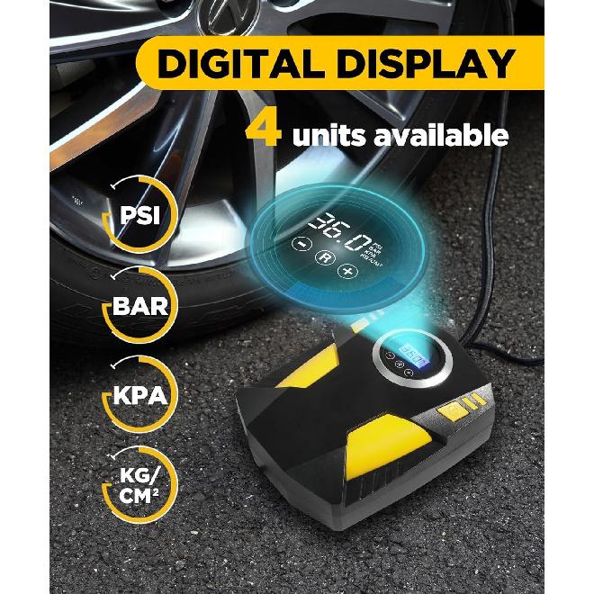 Tire Inflator Portable Air Compressor, 12V DC Car Tire Pump with Digital Pressur