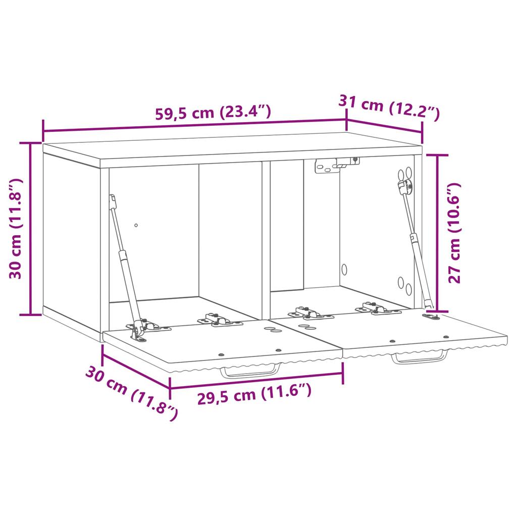 Wall Mounted TV Cabinet in Sonoma Oak 59.5 x 31 x 30 cm