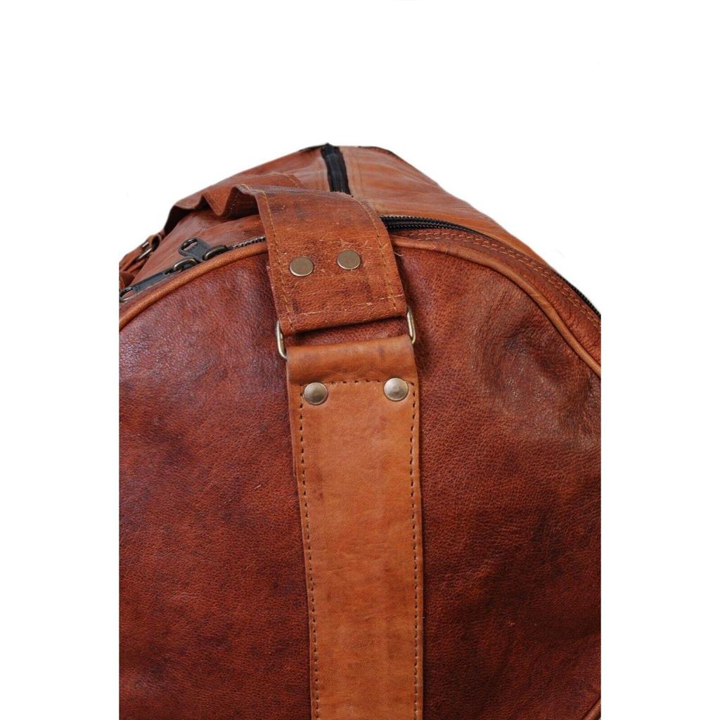 New Goat Leather Duffle Travel Luggage Gym Vintage Genuine Weekend Overnight Bag