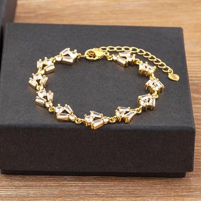 Nidin New Arrival Elegant Flower/Airplane/Star/Heart Shape Shiny Zircon Chain Bracelets Adjustable Accessories Jewelry For Women