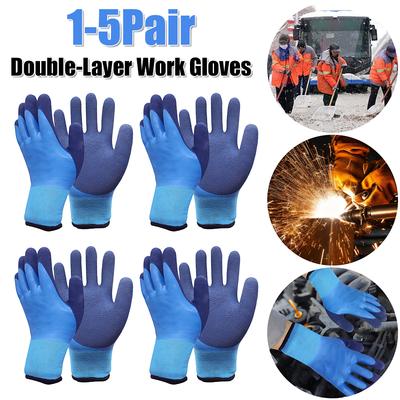 Winter Padded Rubber Glove Waterproof Thicken Labor Protection Gloves Wear-Resist for Automobile Repair Logistics Transportation