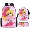 Set Zaino Cartone Animato Mario 3-in-1 Zaino per Studente per Laptop Borsa a Spalla Astuccio Zaino Scolastico per Bambini