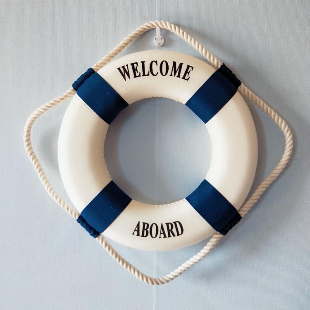 Wall Ornament Life Buoy Foam Aboard Nautical Life Lifebuoy Ring Boat Wall Hanging Mediterranean Style Home Decoration