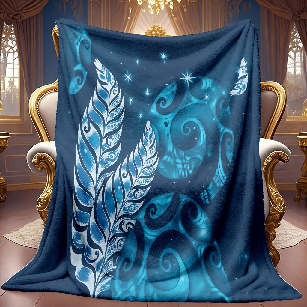 1pc 2D Dreamy Starry Sky Feather Theme Pattern Flannel Blanket, Soft HD Digital Print Cooling Blanket Suitable for All Seasons! Soft And Breathable 10