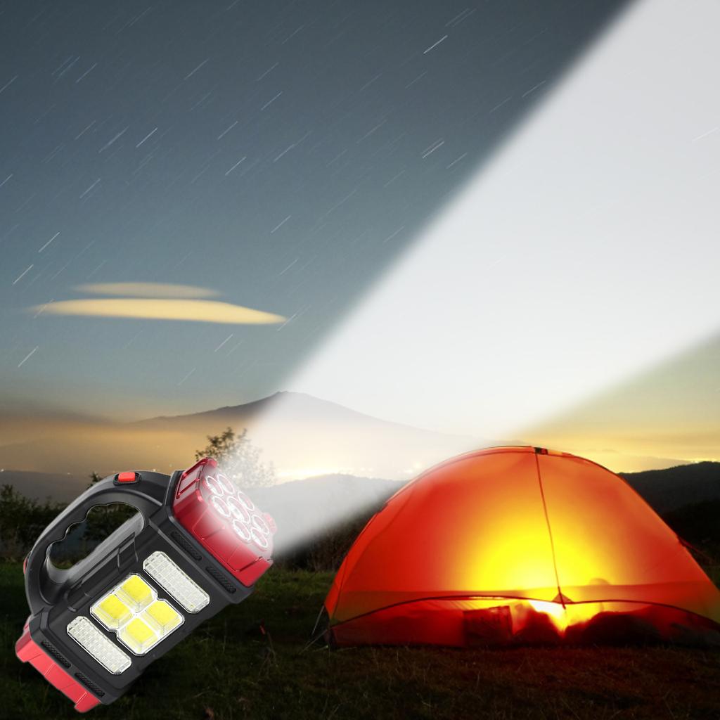 Emergency Spotlight Waterproof Solar Portable Lantern Power Bank Strong Light Torch 4 Light Source Modes for Hiking Climbing