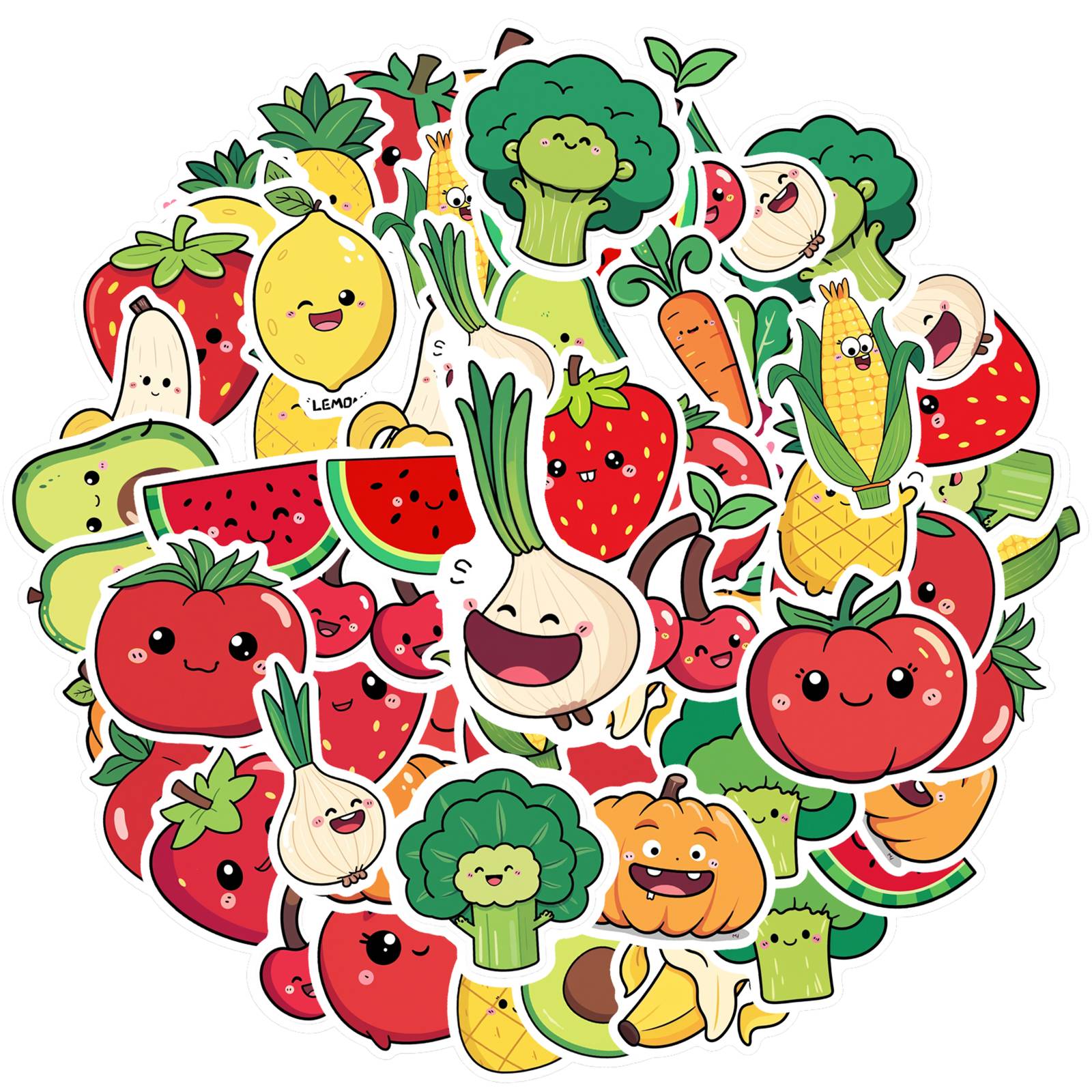 

35pcs-100pcs Cartoon Vegetable Stickers Fun Fruit Stickers Funny Stickers For Suitcase Fridge Phone Luggage Laptop