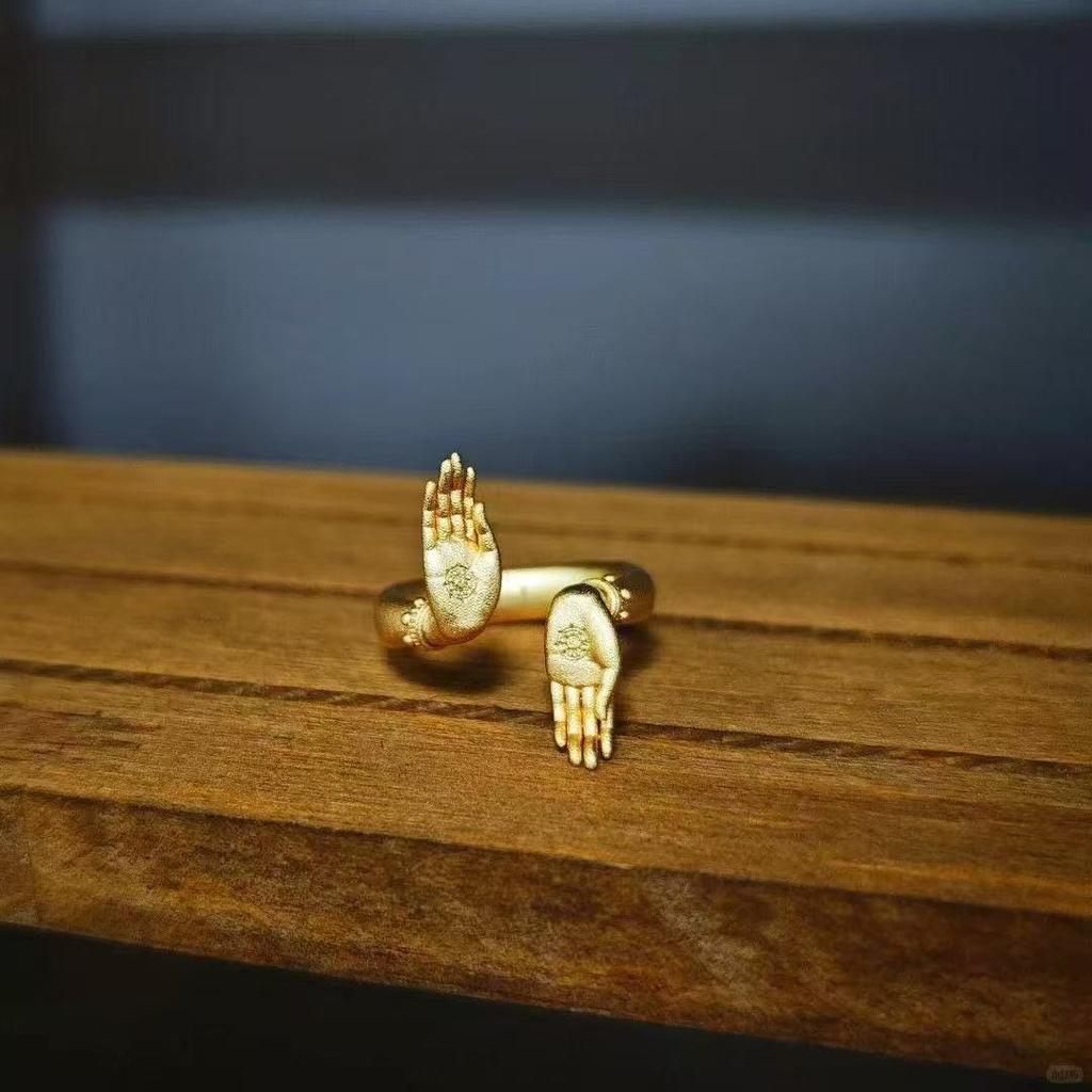 Retro Buddhist Fearless Hand Ring, Niche Minimalist Versatile High Sense Adjustable Finger Jewelry