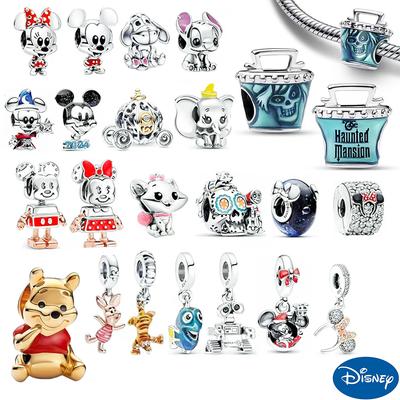925 Silver DIY Beads Jewelry Charms Bracelet Mickey Minnie Princess Pumpkin Stitch Twinkle Cute  Gift for Girlfriend