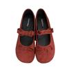 Little Red Shoes Shallow Mouth Single Shoes Women's Spring and Autumn New Ballet Flat Mary Jane Shoes