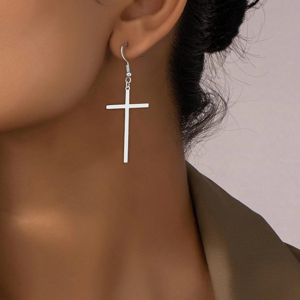 Stainless Steel Earrings Temperament Minimalist Crucifixion Dangle Hip-hop Style Earrings For Women Zircon Banquet Fine Gifts