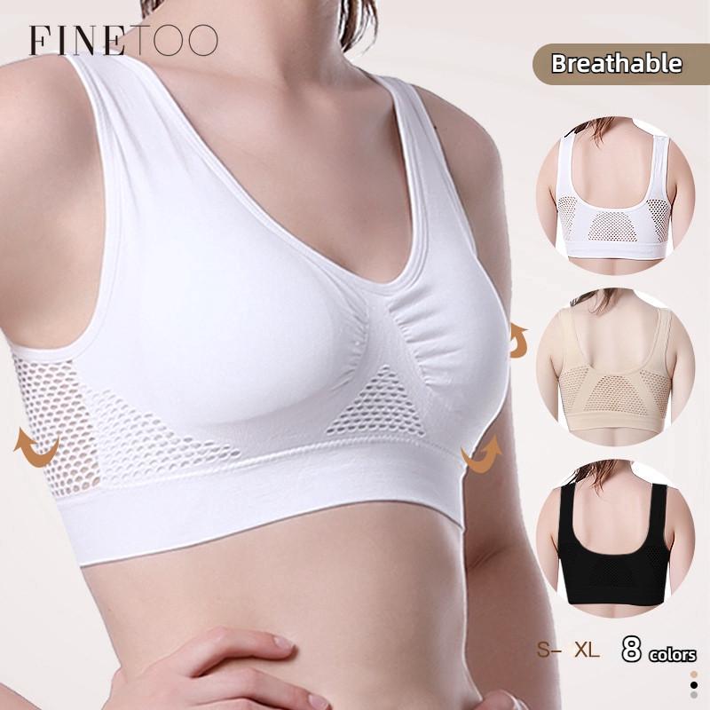 

FINETOO Yoga Sports Bra Hollow Mesh Breathable Without Steel Ring Sports Bra Slim for Women S белый