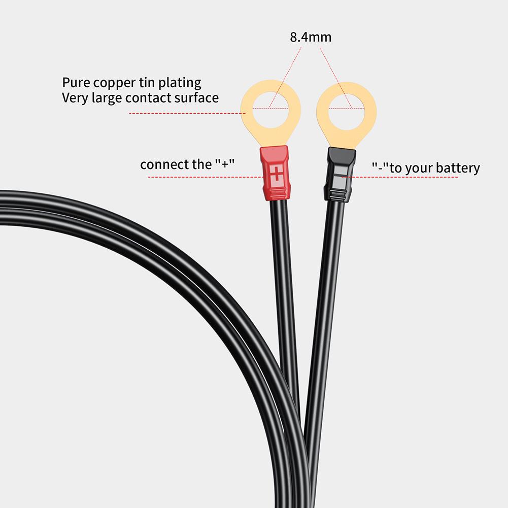 12-24V Ring Terminal Quick Release SAE Cable 2FT 6FT 18AWG O Connector Battery Charger Extension Wire Waterproof Moisture-proof