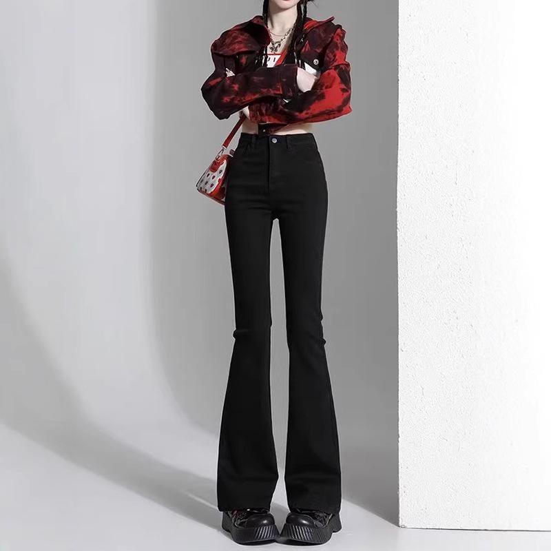 Women's High Waist Light Blue Retro Flare Jeans - Petite Stretch Skinny Fit