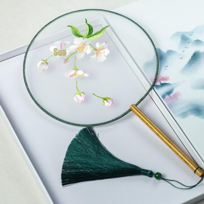 Double-Sided Transparent Silk Embroidery Round Fan - Chinese Hanfu Style Classical Dance Accessory