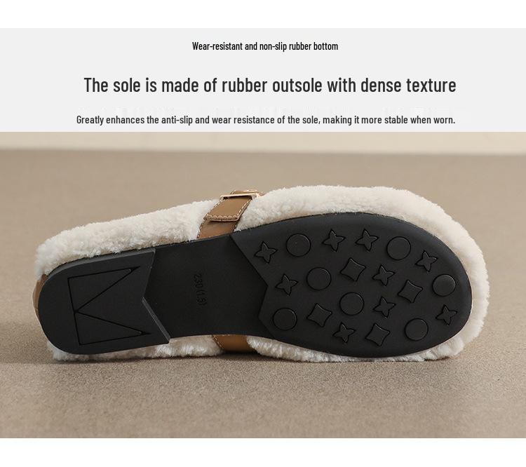 Weiwei Girl 138-1 Women's Fur-Lined Mary Jane Flats for Autumn/Winter