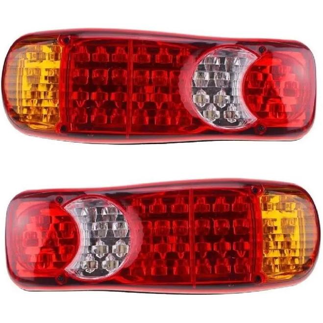 2PCS Trailer Tail Light 24V Car Trucks Lorry Rear Taillight Brake Light 12V Stop Reversing Running Lights 46LED Side Lamp