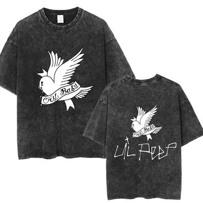 Rapper Lil Peep Cry Baby Classic Washed TShirt Men Women Retro Punk Hip Hop Oversized Short Sleeve Harajuku T Shirts Streetwear