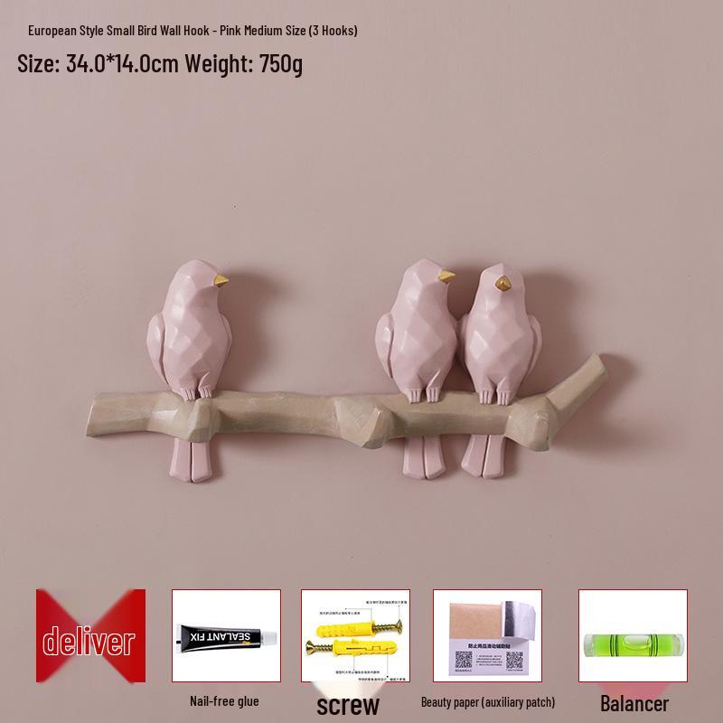 Handcrafted European-Style Small Bird Wall Hook for Keys & Coats