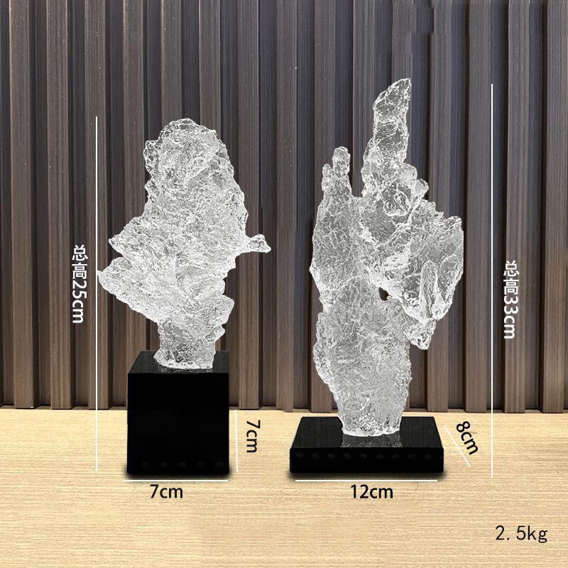 Luxury Black Crystal Base Resin Taihu Lake Stone Figurines Store Office Desk Furnishing Crafts Home room Table Sculpture Decor