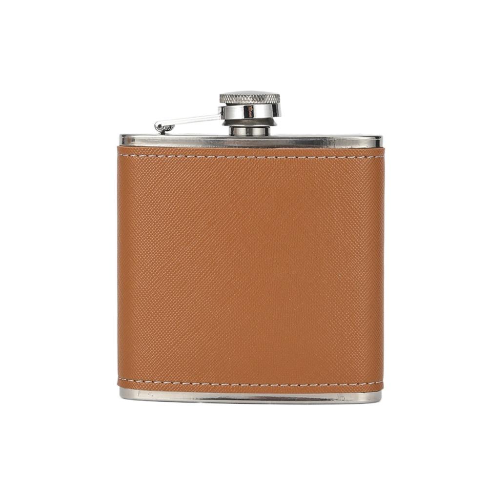 Mode 6oz Taschenflasche Auslaufsicher Lederbezogen Trinkwasserflasche Mini Tragbar Weinkelch Outdoor
