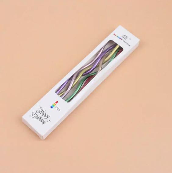 6pcs/lot Curve Birthday Candles Golden Thread Slender Rod Candle for Party Cake Decoration Pencil Candles