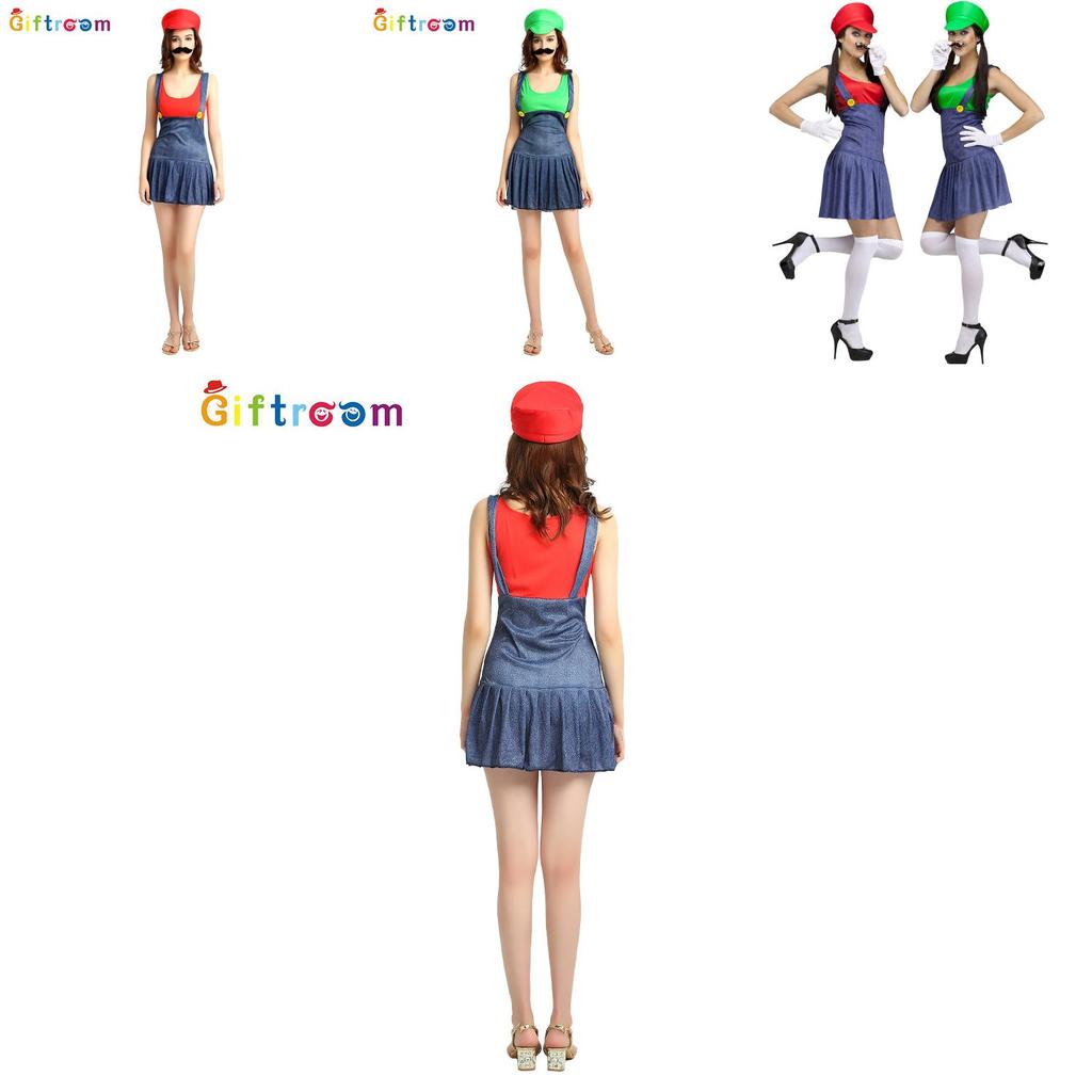 Adult Womens Trendy Mario Dress For Halloween Parties With Unique Fantasy Design