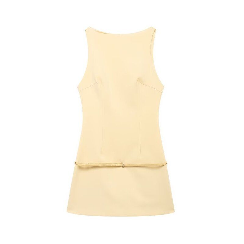 Fashion Style 2024 Autumn New Women's Clothing with Belt Silm Stretch Sleeveless Jumpsuit Skirt 8713777