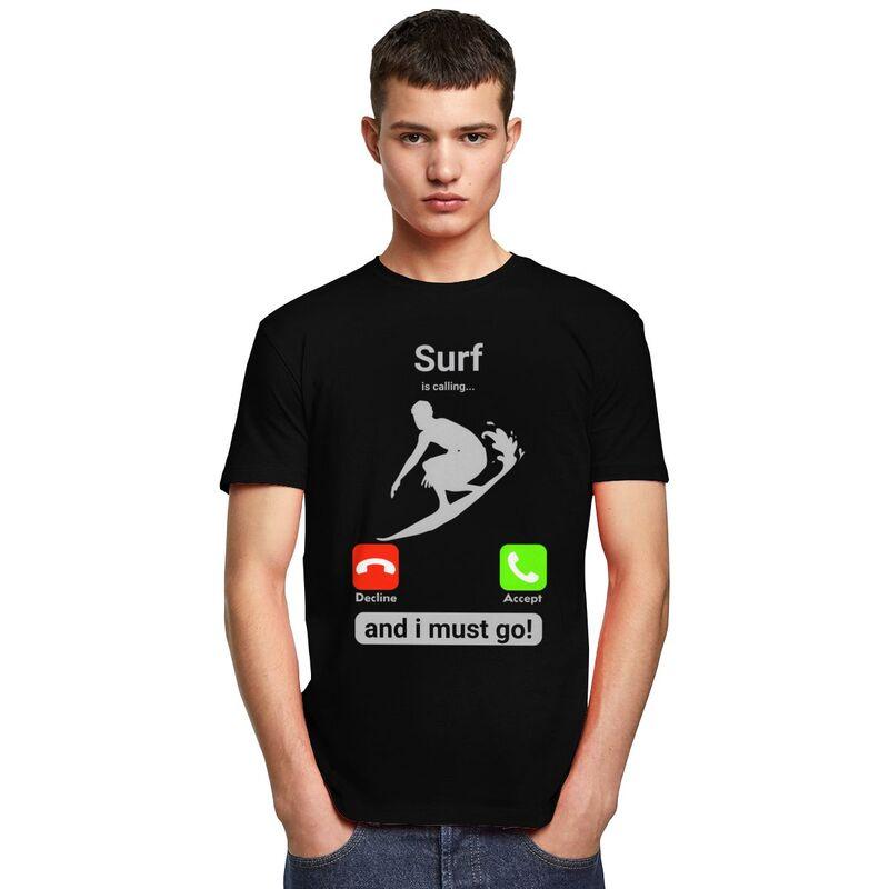 Surf Is Calling And I Must Go T Shirts Men Short Sleeve Tshirt Summer Surfing Tee Tops For Husband Boyfriend Oversized Tshirt