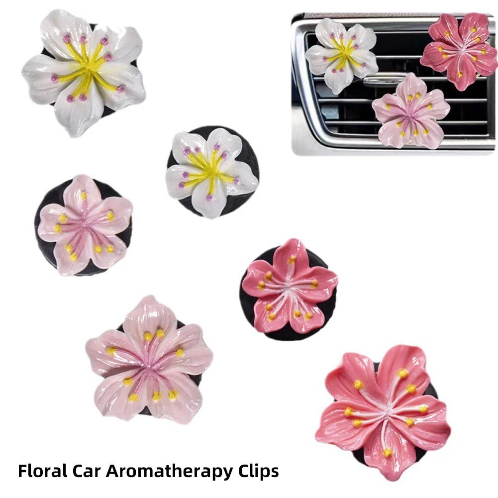 Car Peach Flower Daisy Flower Car Perfume Clip Car Aromatherapy Air Conditioner Fresh Interior Decoration Aromatizante Para Auto