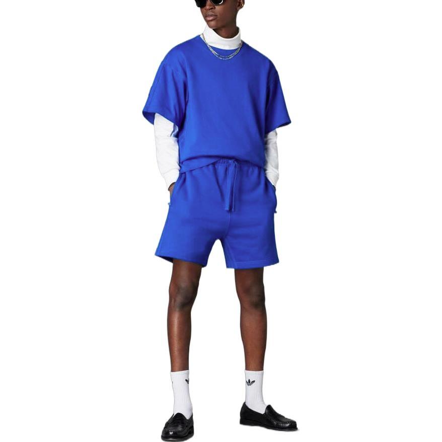 Adidas Originals Trefoil Stripe Tie Straight Casual Shorts Men Bottoms Blue HM5120