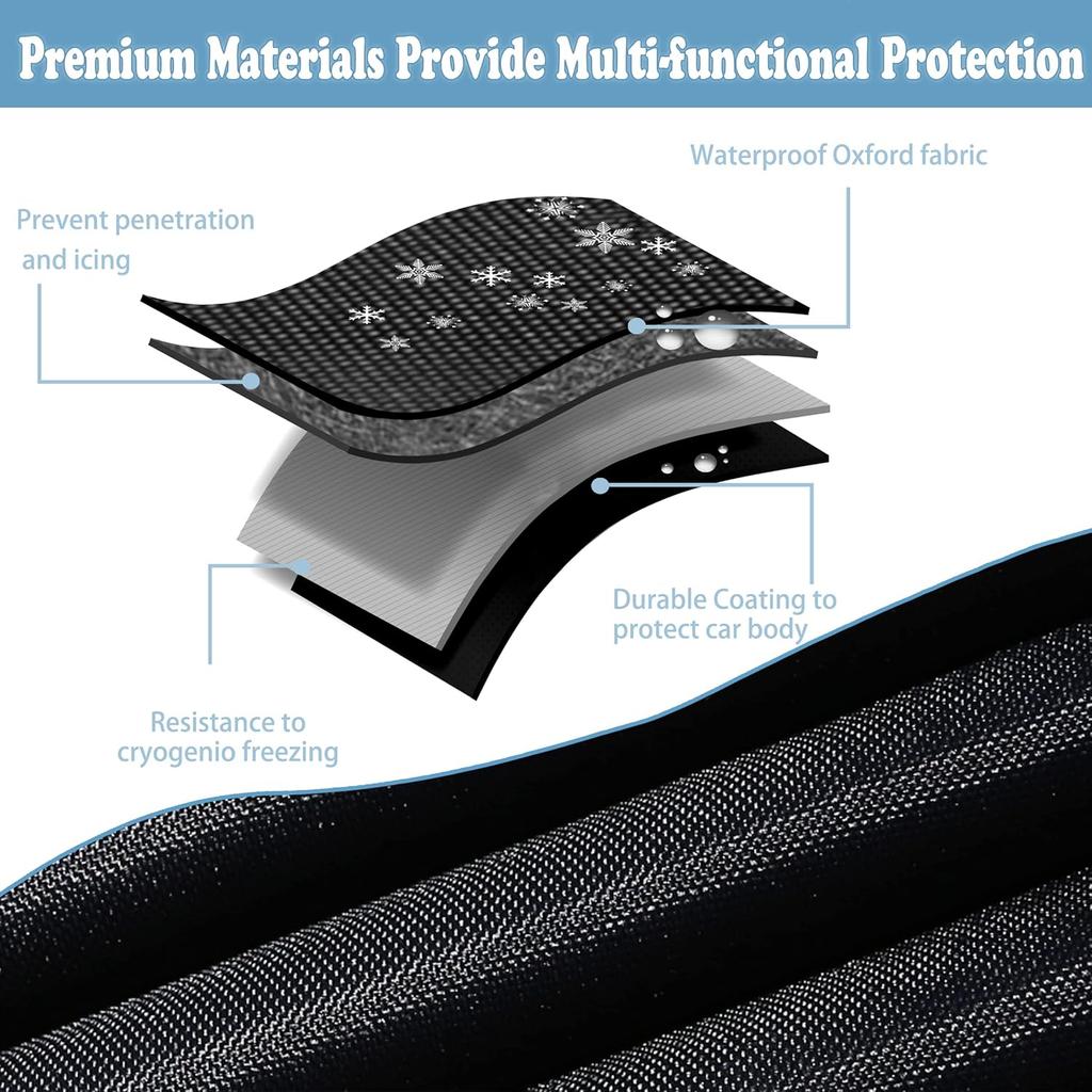 Car Windshield Snow Cover For Ice And Snow- Durable 600D Oxford Fabric With Side Mirror Covers Ice Scrapers Waterproof Windproof Dustproof Windshield