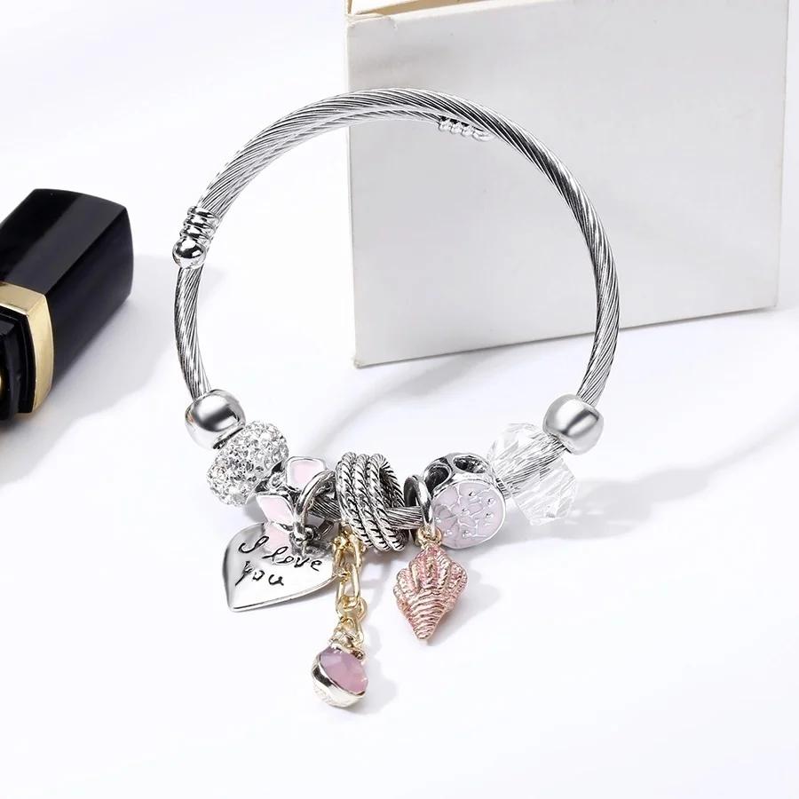 Steampunk Love Fashion Bracelet Bracelet Jewelry Sea Shell Charm Cuff Bracelet Fashion Wire Chain Jewelry Gift