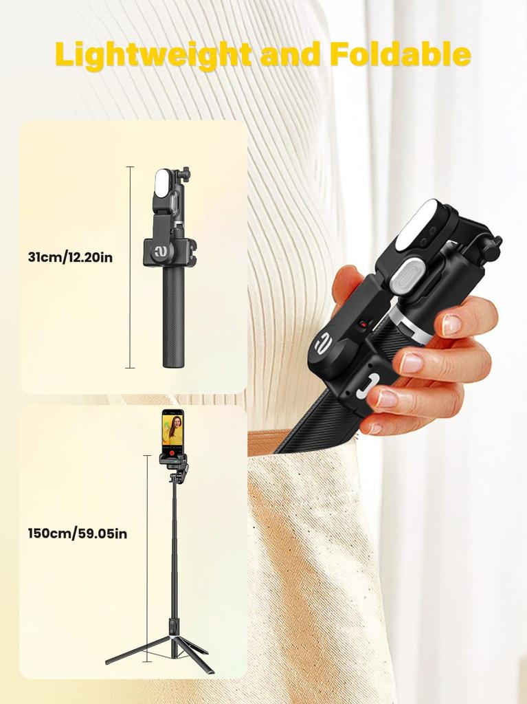 AOCHUAN M2PRO Smartphone Gimbal Stabilizer 2-Axis 108cm Extension Rod Face Tracking 4-in-1 Handheld Phone with RGB Fill Light for iPhone