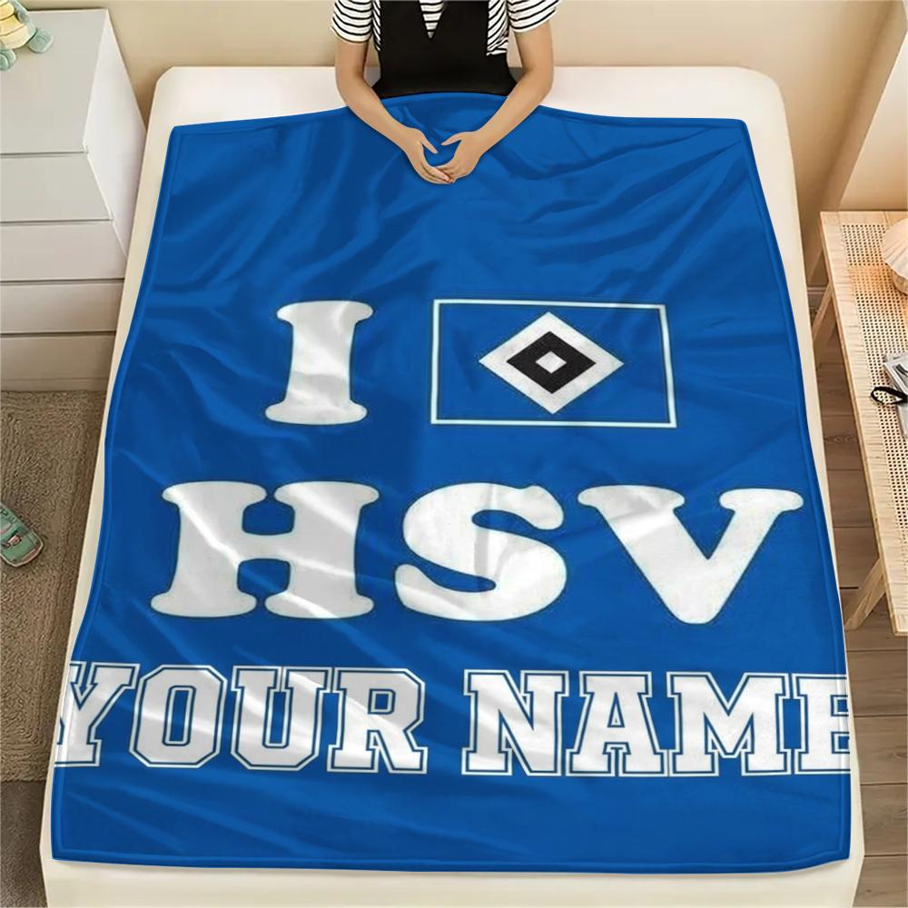 1PC Custom Name Hamburger SV Patterned Flannel Blanket Suitable For All Seasons for Home Decor Warmth and Comfort Gifts Holiday Present