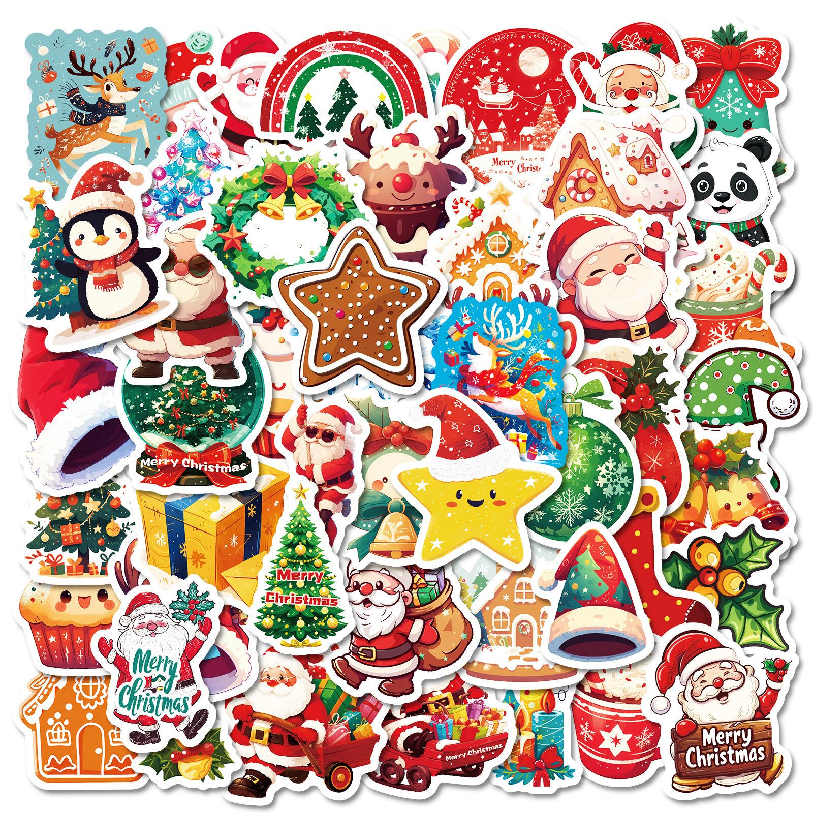 

50 Christmas Day Cartoon Graffiti Stickers Christmas Hat Elk Diy Decorative Luggage Notebook Stickers