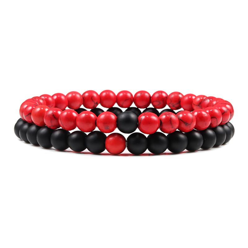 2Pcs/Set Couples Distance Bracelet Natural Stone Tiger Eyes Lava Beaded Bracelets & Bangles Men Women Jewelry Best Friend Gift