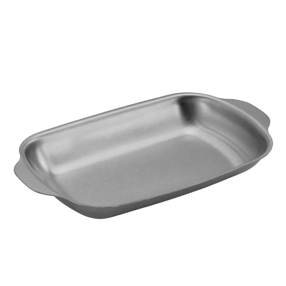New Stainless Steel Steak Tray Double Ear Design Vintage Barbecue Plate Vegetable Snack Plate Home Kitchen
