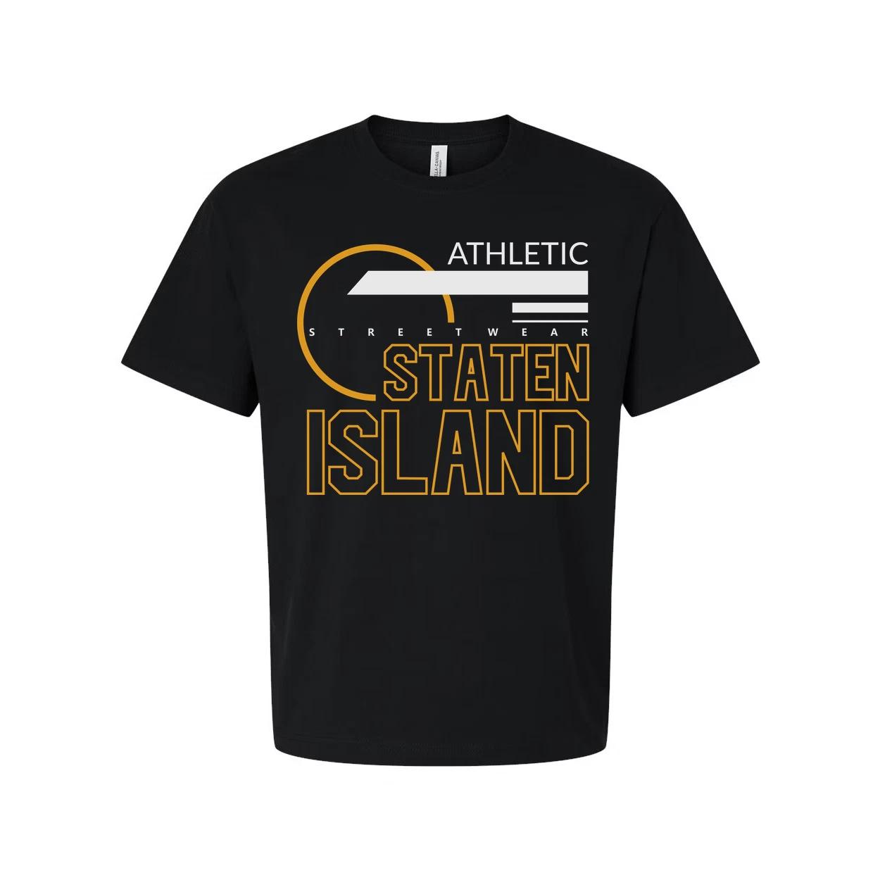 

Staten Island Athletic Streetwear Unisex T Shirt With Orange Circular Graphic De 3XL
